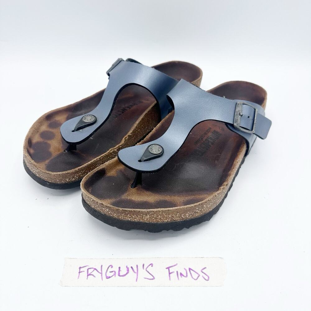 Birkenstock Women's Gizeh Onyx Blue Birko-Flor Thong Sandals Size 41 (L10 / M8)